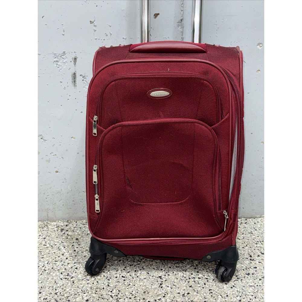 Samsonite 23" Carry On Red Zip Spinner Expandable Travel Luggage Suitcase NICE